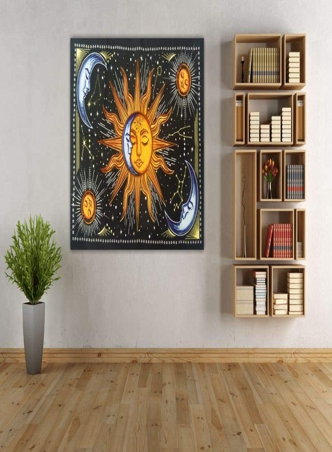 Doraya Psychedelic Two Face Sun Tie Dye Mandala Tapestry Hippie Hippy Celestial Wall Hanging Indian Bohemian Tapestries (Multicolour, (54x60 Inches)) (Multicolour 2, Poster (30x40 Inches)) - Image 3