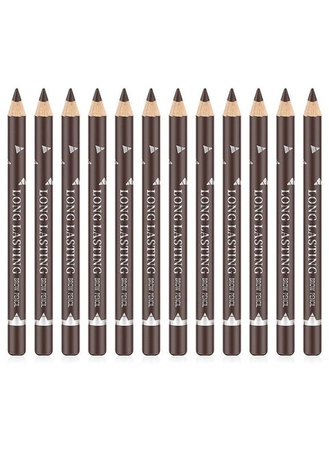12 Pcs Dark Brown Eyebrow Eyeliner Pencils Makeup Pen,Waterproof Eye Brow Pencil,Longlasting Nice Color Eye Brow Gel Pen Makeup Brow Tint Pencils（Dark Brown）