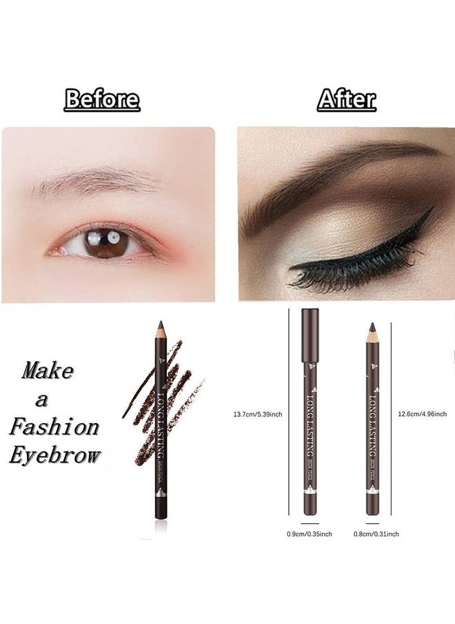 Go Ho - 12 Pcs Dark Brown Eyebrow Eyeliner Pencils Makeup Pen,Waterproof Eye Brow Pencil,Longlasting Nice Color Eye Brow Gel Pen Makeup Brow Tint Pencils（Dark Brown） - Image 1