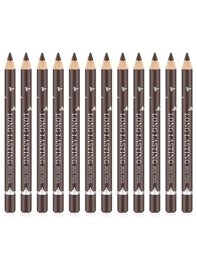 Go Ho - 12 Pcs Dark Brown Eyebrow Eyeliner Pencils Makeup Pen,Waterproof Eye Brow Pencil,Longlasting Nice Color Eye Brow Gel Pen Makeup Brow Tint Pencils（Dark Brown） - Image 1