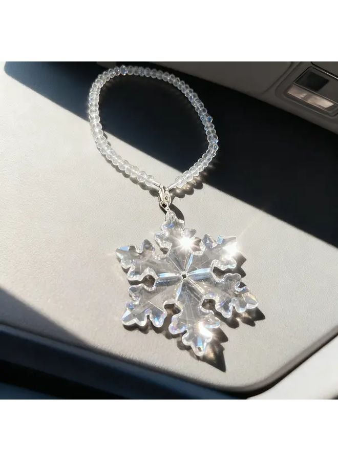 Transparent Snowflake Car Pendant PVC Christmas Mirror Decor Winter Accessory - Image 4