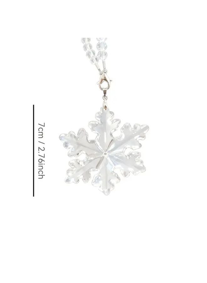 Transparent Snowflake Car Pendant PVC Christmas Mirror Decor Winter Accessory - Image 2