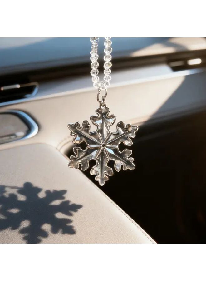 Transparent Snowflake Car Pendant PVC Christmas Mirror Decor Winter Accessory - Image 1