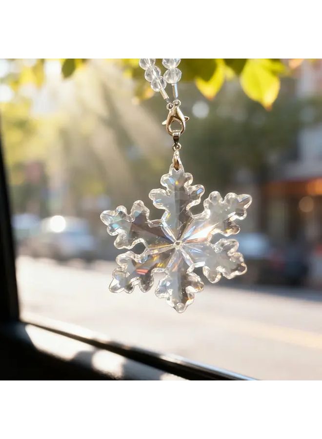 Transparent Snowflake Car Pendant PVC Christmas Mirror Decor Winter Accessory - Image 3