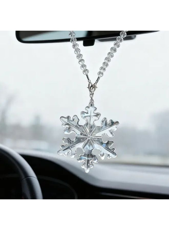 Transparent Snowflake Car Pendant PVC Christmas Mirror Decor Winter Accessory - Image 5