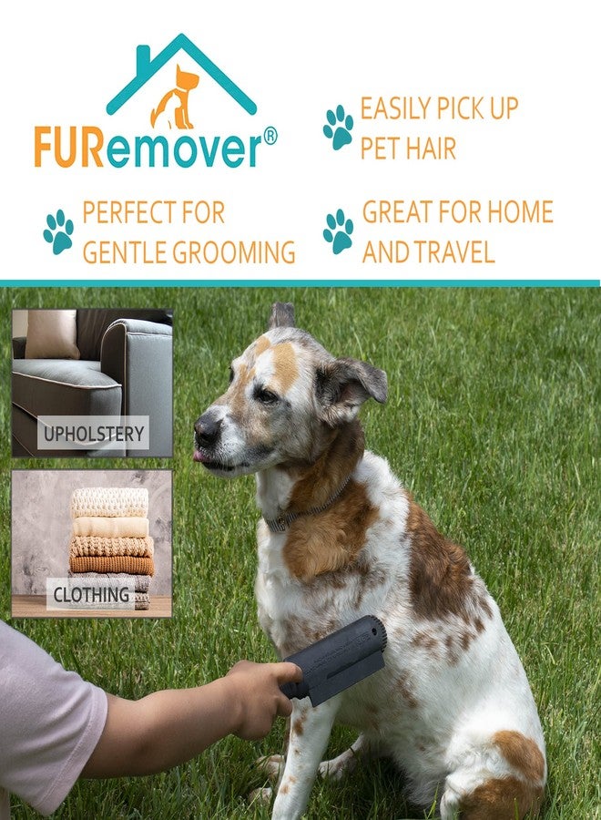 FURemover Plus Pet Hair Rubber Brush with Squeegee, Easily Remove Fur and Lint from Clothing, Carpets and Furniture, Gently Groom Dogs and Cats Wet or Dry, Black, 2 Pack - Image 5