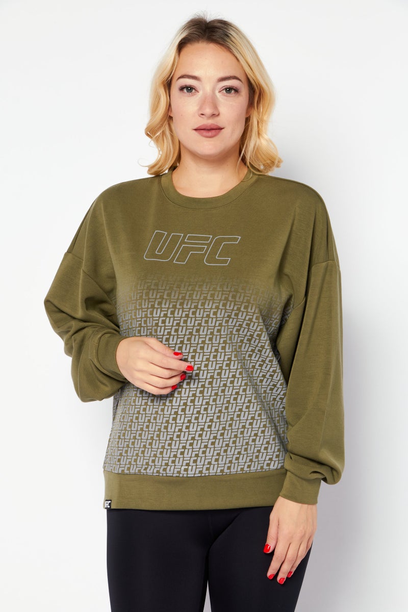 Ufc Women Sportswear Fit Long Sleeves Training Sweatshirt, Olive - Image 1