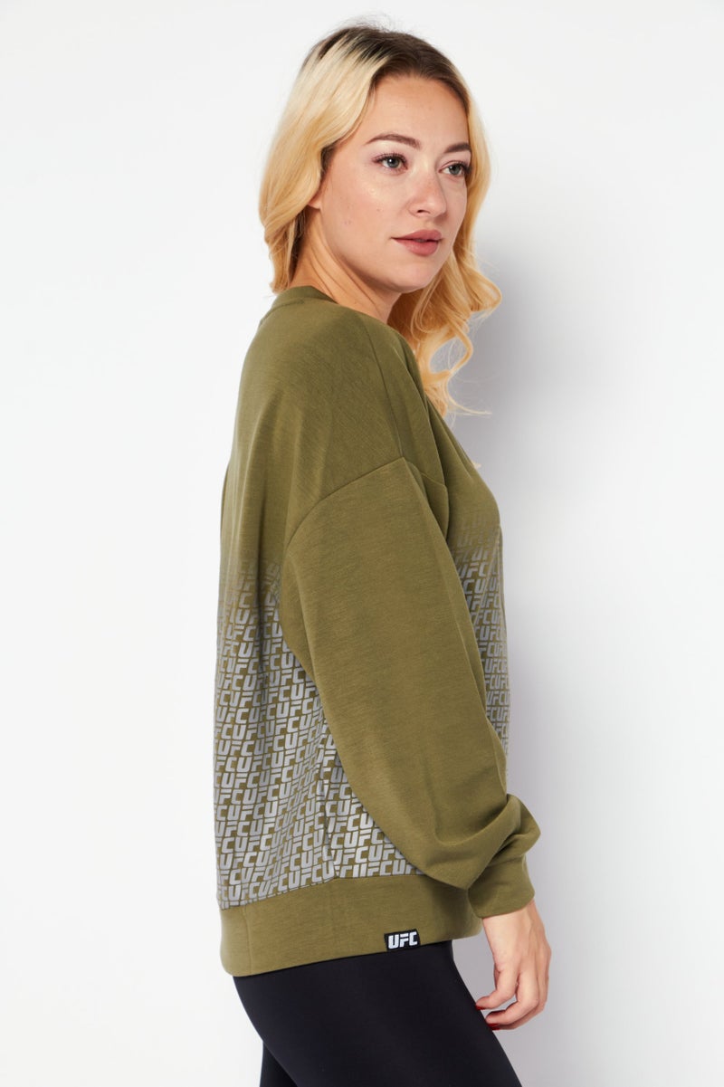Ufc Women Sportswear Fit Long Sleeves Training Sweatshirt, Olive - Image 2