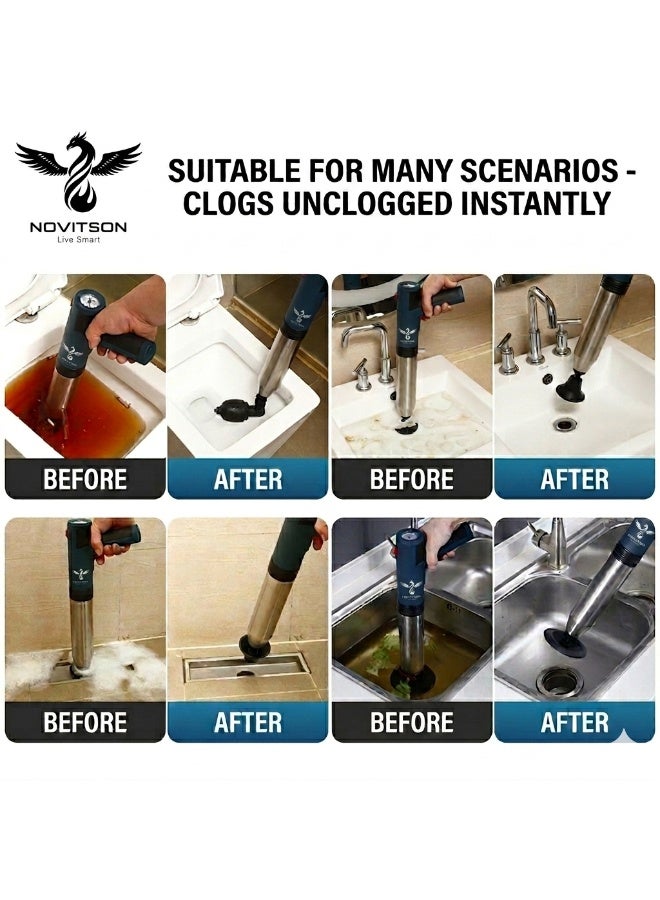Novitson Professional Electric Sewer Block Remover – Electric Drain Cleaner & Unblocker – Drain Snake Auger Clog Remover for Sink, Toilet & Bathroom Pipe | Pipeline Unblocking Machine | Blue | NDC-8825BE - Image 2