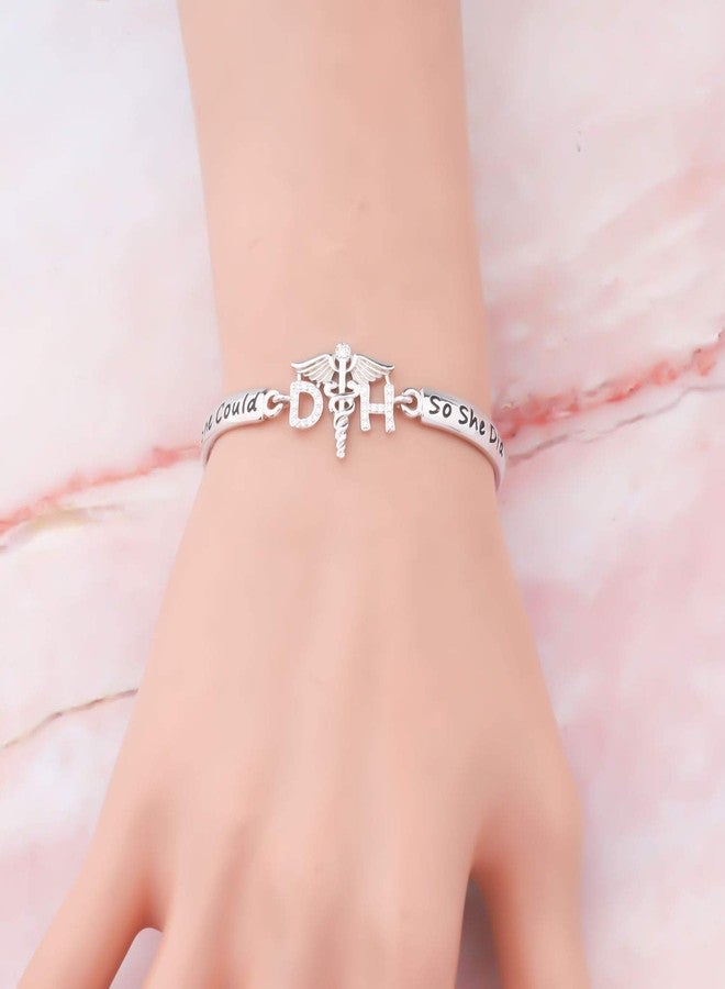 HOLLP Dental Hygienist Graduation Gift She Believed She Could So She Did Bracelet Gift for Dental Hygienist Dental Assistant Jewelry (Silver DH) - Image 4