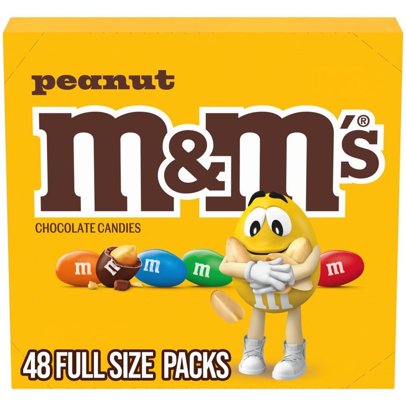 M&M'S حلوى الشوكولاتة بالفول السوداني من MMS مغلفة بشكل فردي بحجم كامل 174 أوقية، كيس يحتوي على 48 قطعة، حلوى بالجملة للشوكولاتة للحفلات والخبز والمشاركة - Image 3