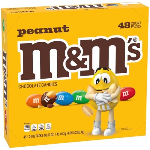M&M'S حلوى الشوكولاتة بالفول السوداني من MMS مغلفة بشكل فردي بحجم كامل 174 أوقية، كيس يحتوي على 48 قطعة، حلوى بالجملة للشوكولاتة للحفلات والخبز والمشاركة - Image 5