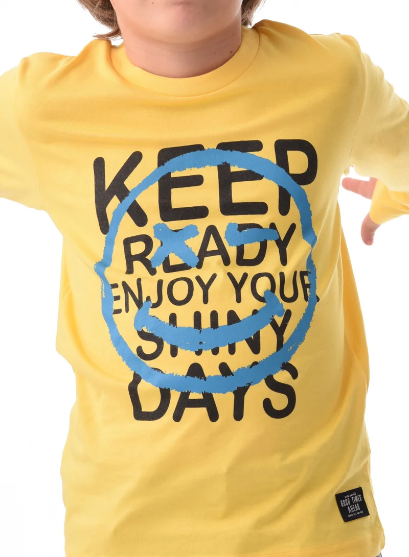 URBASY URBASY Kids 100% Cotton Full Sleeves T-shirt in YELLOW