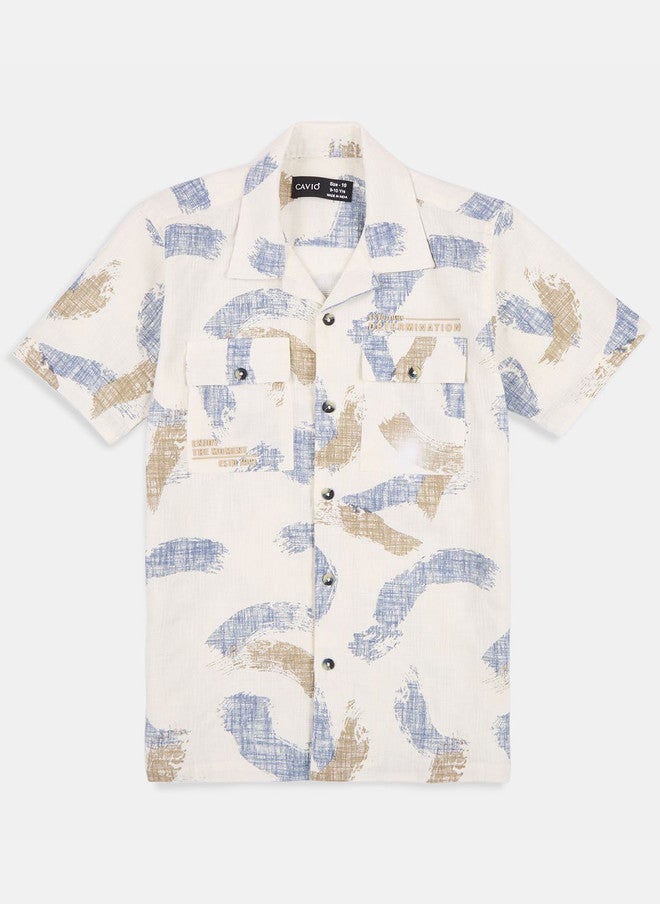 CAVIO Boys Printed Short Sleeves Pure Cotton Shirt With Shorts - Image 2