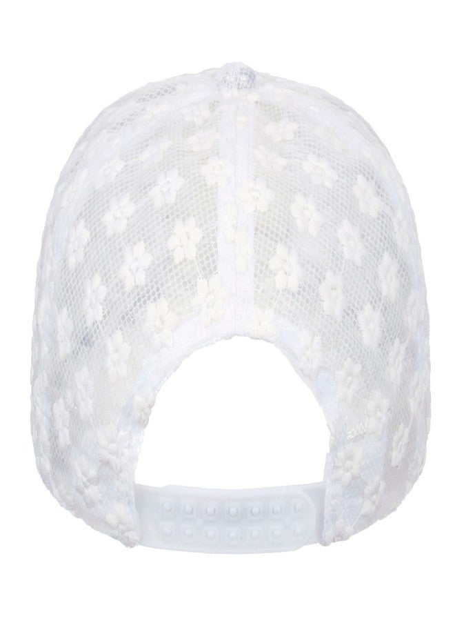 Tidefire Women's Lace Small Flower Baseball Caps Adjustable Hollow Lace Hat Summer Cap Visor Cap (White) - Image 4