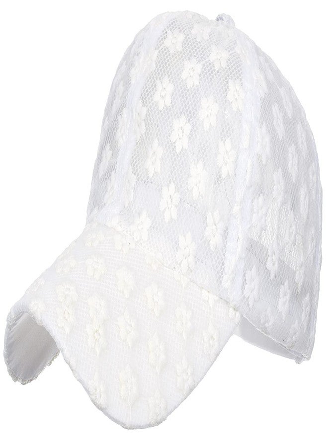 Tidefire Women's Lace Small Flower Baseball Caps Adjustable Hollow Lace Hat Summer Cap Visor Cap (White) - Image 1