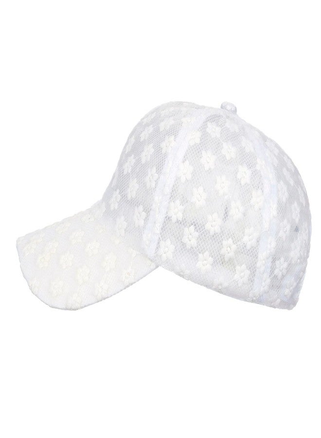 Tidefire Women's Lace Small Flower Baseball Caps Adjustable Hollow Lace Hat Summer Cap Visor Cap (White) - Image 5