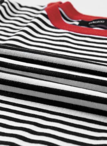 Dokotoo Womens Tops Short Sleeve Casual Summer Tops for Women 2025 Trendy Striped Knitted Crewneck Color Block T Shirts Lightweight Spring Pullover Sweaters Black Medium - Image 5