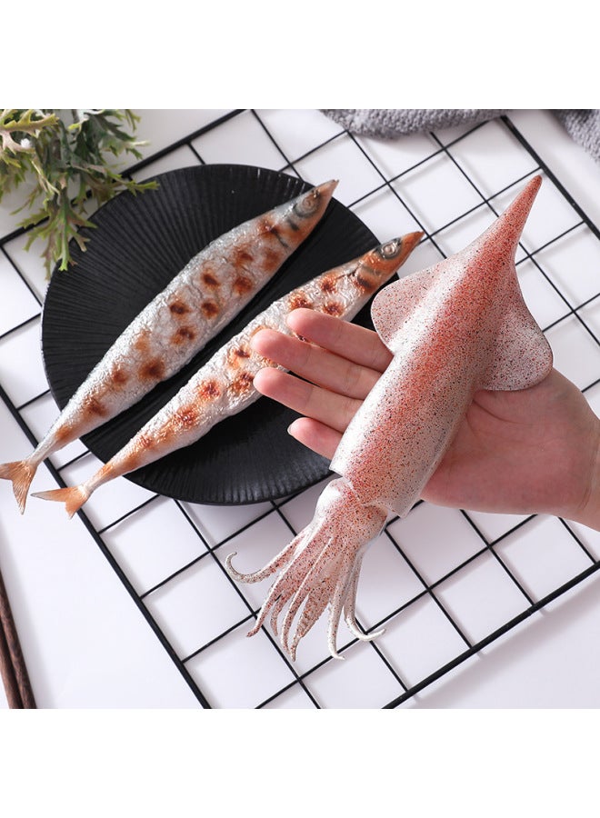 Simulation Autumn Sashimi Model Squid Beard Grilled Iron Plate Squid Small Octopus Props Octopus Squid Dried Grilled Fish-Color:Big Squid (door Buckle)-Specifications:As Shown In The Picture Size