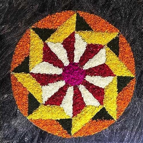 StromX Super Soft Microfiber Traditional Modern Rangoli Round Door Mat for Home, Temple, Living Room, Door Entrance, Bedroom Decoration (24 x 24 Inch, Floral), Pink - Image 1