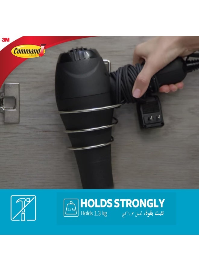 كوماند حامل مجفف الشعر للحمام باللون الفضي، يحمل 1.3 كجم، ويحمي الشعر من التلف - Image 4