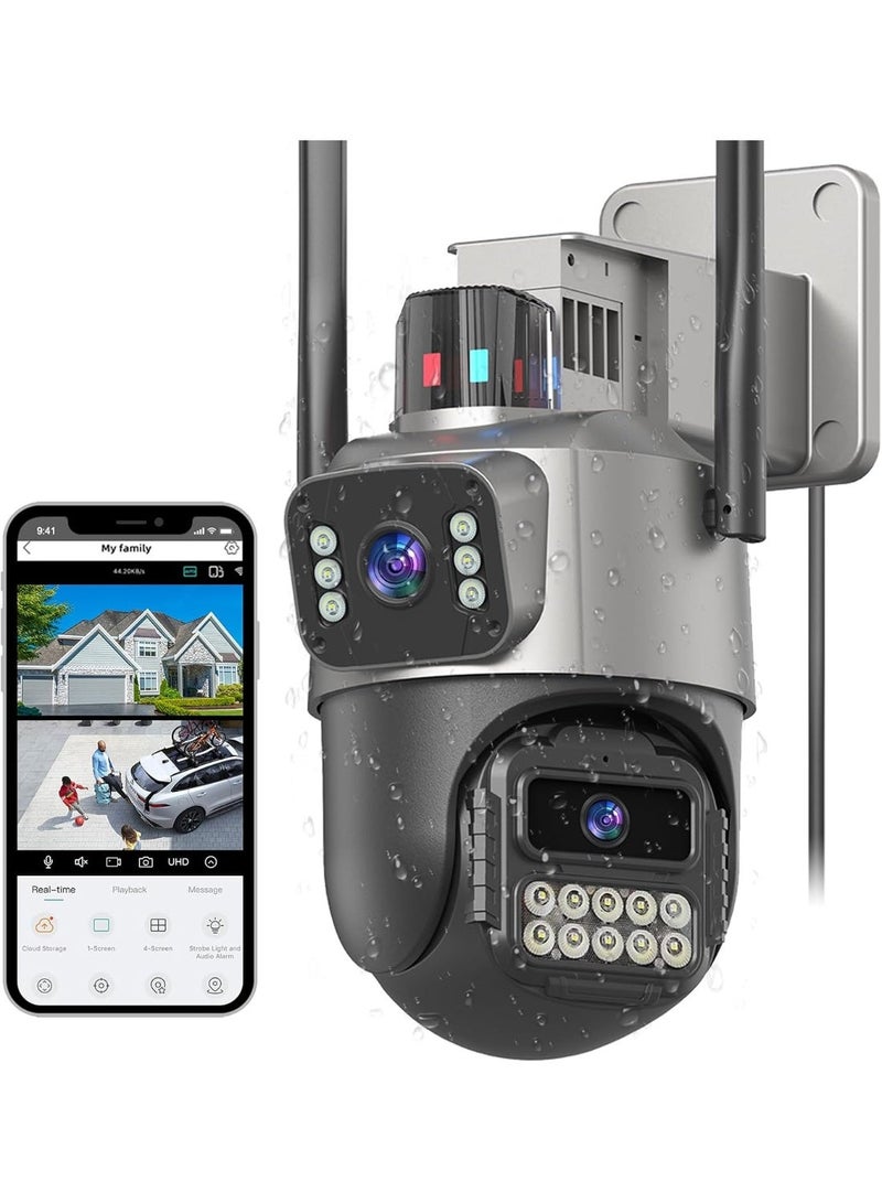 Dual Lens Outdoor WiFi Security Camera 360° PTZ with AI Human Tracking, Color Night Vision, Two-Way Audio, Light & Siren Alarm, IP66 Waterproof - Image 1