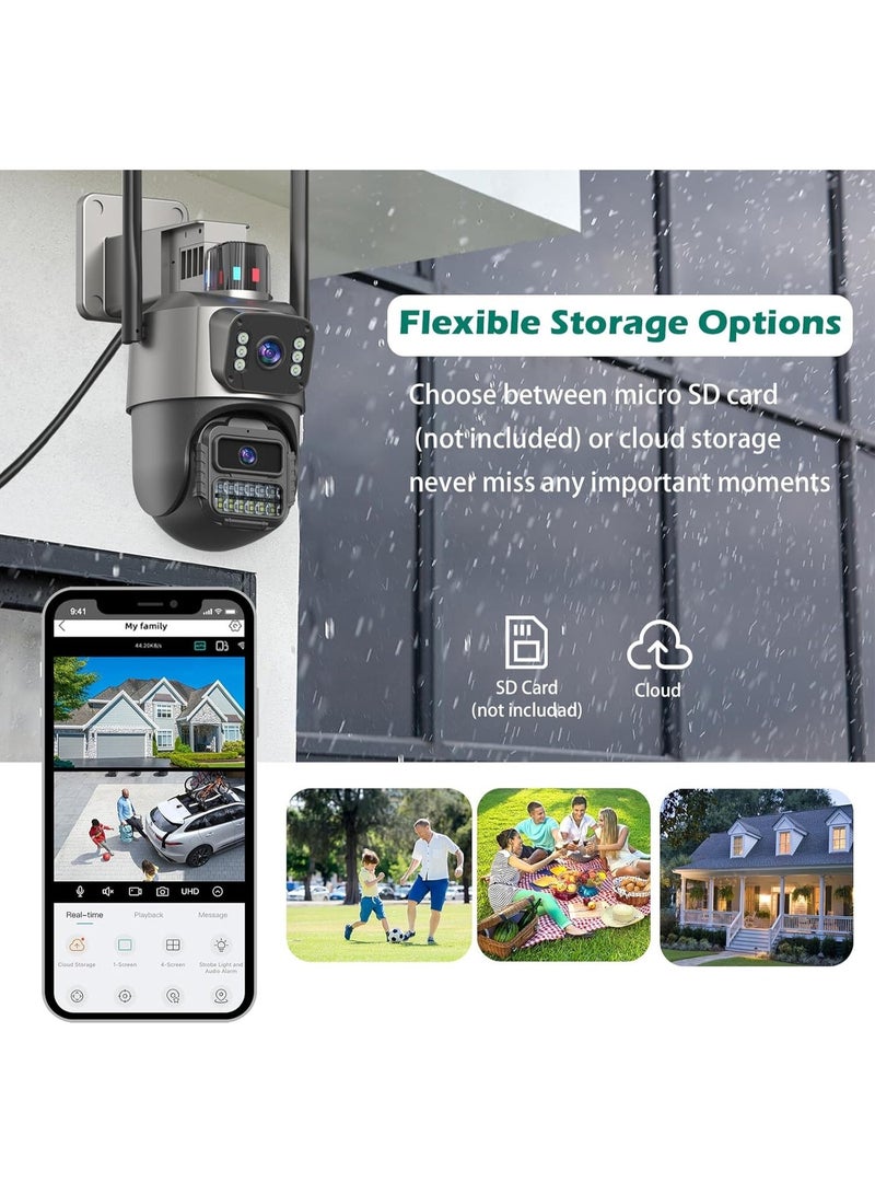 Dual Lens Outdoor WiFi Security Camera 360° PTZ with AI Human Tracking, Color Night Vision, Two-Way Audio, Light & Siren Alarm, IP66 Waterproof - Image 3