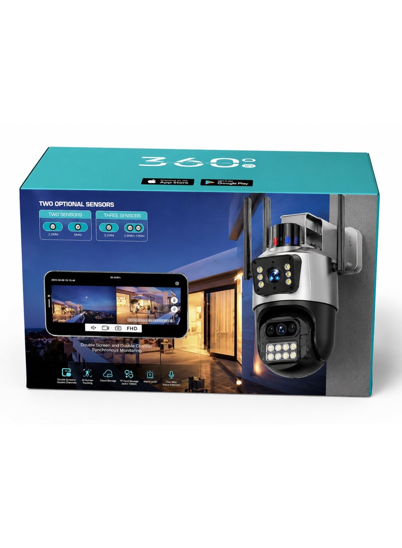 Dual Lens Outdoor WiFi Security Camera 360° PTZ with AI Human Tracking, Color Night Vision, Two-Way Audio, Light & Siren Alarm, IP66 Waterproof - Image 5