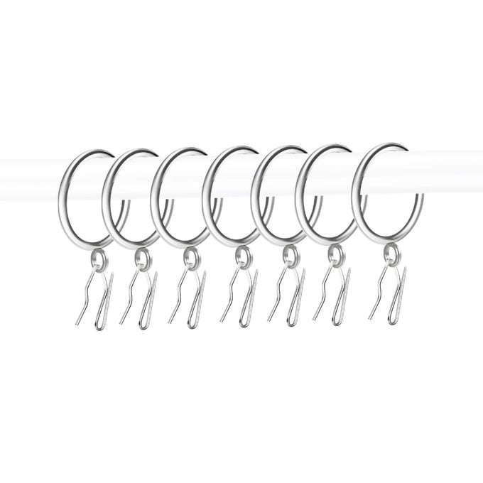 28pcs 15Inch Inner Diameter Drapery Eyelet Sliding Curtain Rings with Pinon Drapery Hook Curtain Hooks Silver