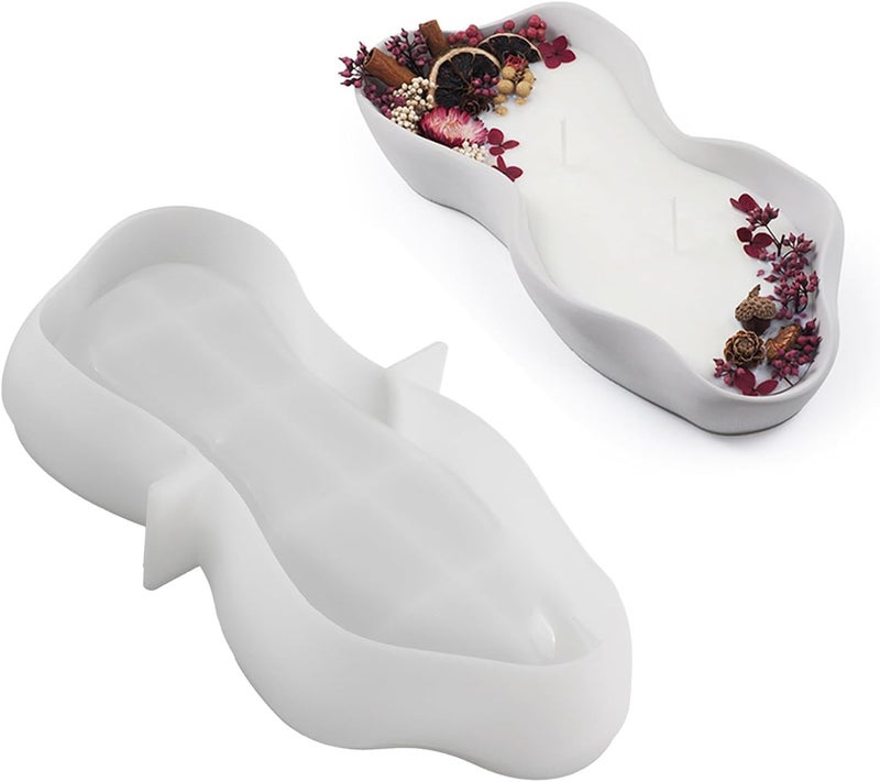 FirstTry Vessel Candle Mold I Flowing Boat Shape Silicone Concrete Jar Mould I Irregular Bowl Resin Molds for DIY Handmade Art Crafts Jewelry Storage Tray Ring Trinket Container Box Home Table Décor - Image 1