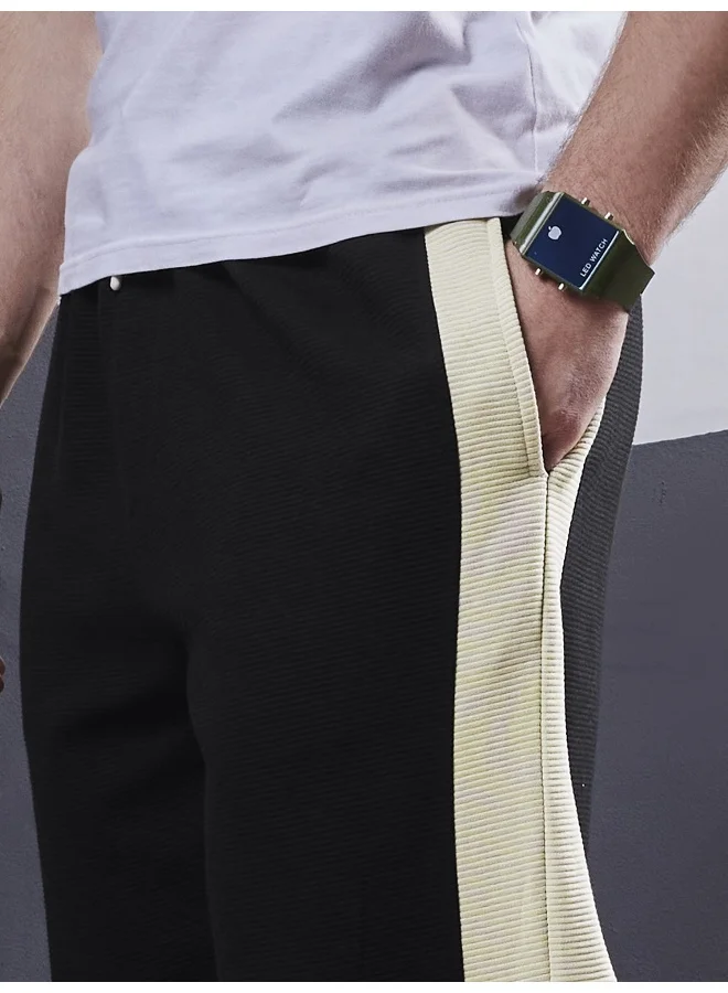 Maniac Maniac Mens ColorBlock Black, Biscuit Loopknit Trackpant