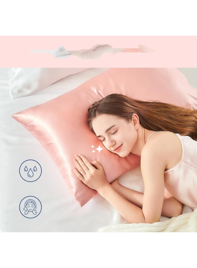 VIUAUAX Satin Pillowcase for Hair and Skin, Queen Pillow Cases Set of 2 Pack, Super Soft Silky Coral Pillow Case with Envelope Closure (51x75 cm) - Image 4