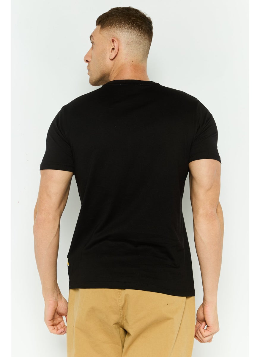 Gazzarrini Men Crew Neck Short Sleeve Brand Logo T Shirt, Black  - Image 2