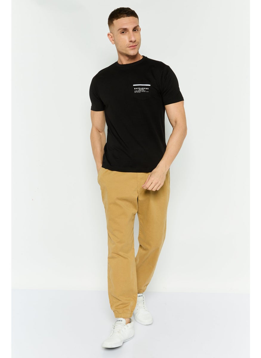 Gazzarrini Men Crew Neck Short Sleeve Brand Logo T Shirt, Black  - Image 3