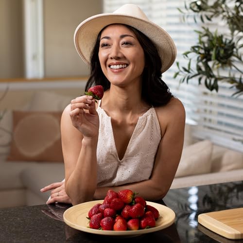 LEXA Bamboo Fruit Bowl 12" Large Round Wooden Plate for Coffee Table Decor & Charcuterie Board, Handcrafted Home Decor Tray or Platter - Single Bowl - Image 3