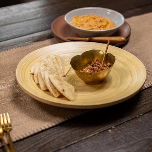 LEXA Bamboo Fruit Bowl 12" Large Round Wooden Plate for Coffee Table Decor & Charcuterie Board, Handcrafted Home Decor Tray or Platter - Single Bowl - Image 2