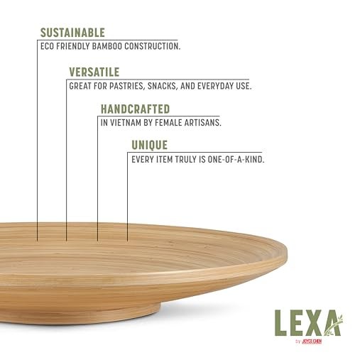 LEXA Bamboo Fruit Bowl 12" Large Round Wooden Plate for Coffee Table Decor & Charcuterie Board, Handcrafted Home Decor Tray or Platter - Single Bowl - Image 5