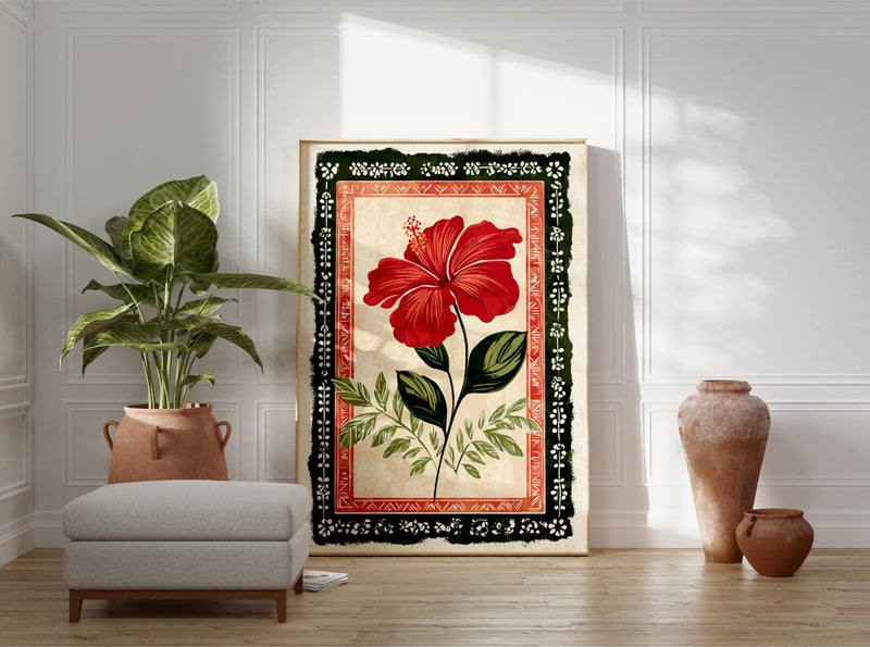 TNESSENTIAL Hibiscus Flower Poster, Vintage Botanical Illustration Print - Image 3