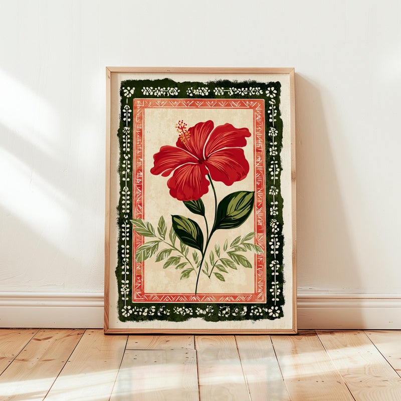 TNESSENTIAL Hibiscus Flower Poster, Vintage Botanical Illustration Print - Image 4