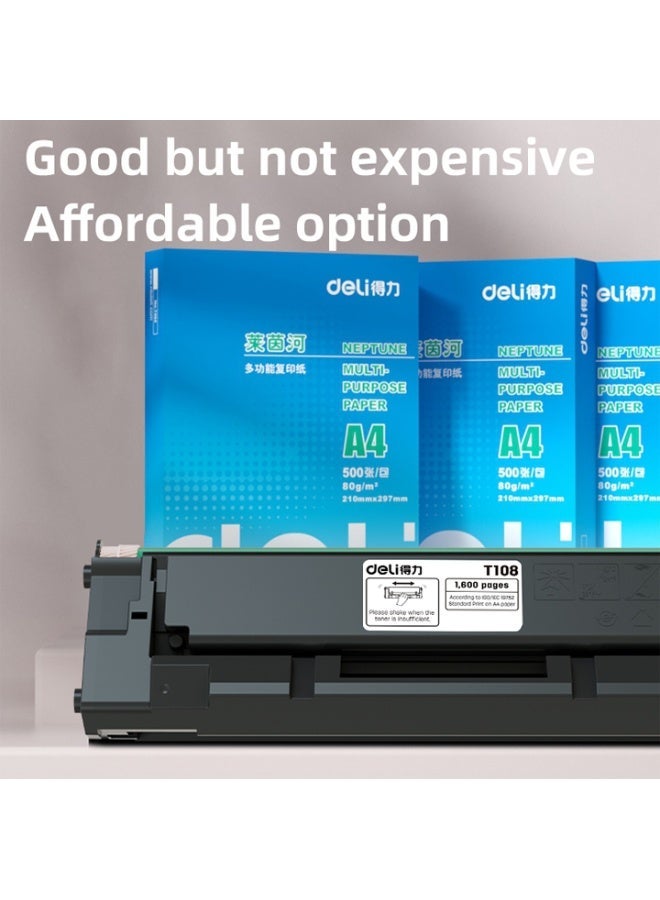 Deli T108 Laser Printer Toner Cartridge Compatible with P1820W & M1820W 1600 Pages High Yield Black Toner Smooth Clear Printing Premium Drum Core Sharp Text Office & Home Printer Replacement Cartridge Color Carton Packing - Image 4