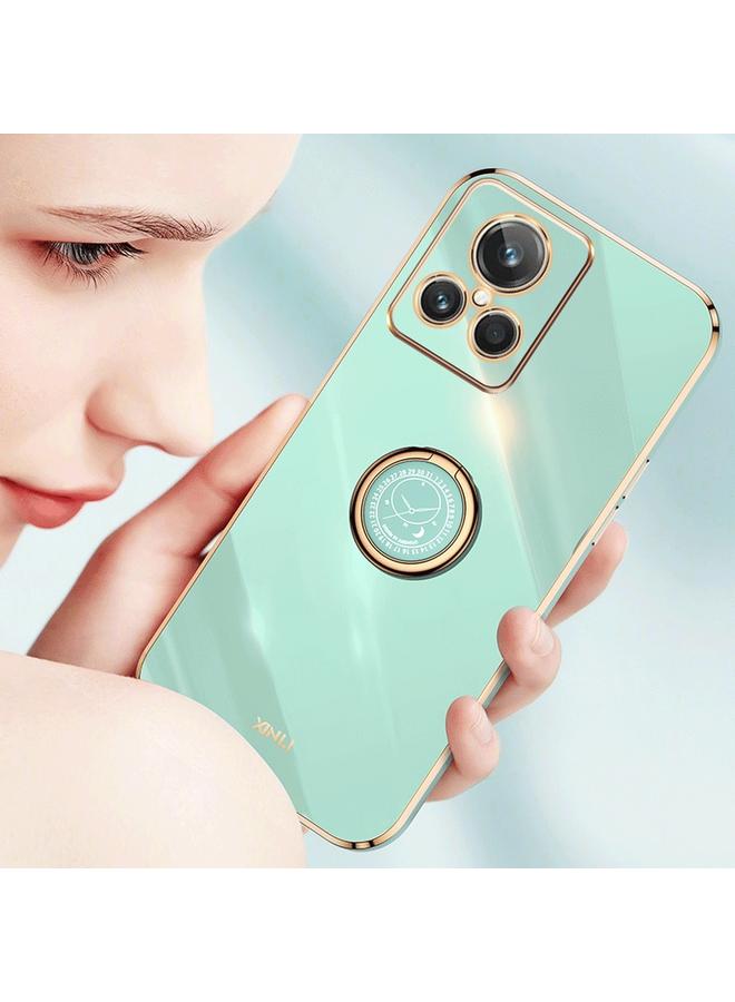 اس-توب جراب لهاتف Realme C31 من XINLI، جراب هاتف TPU مطلي بالكهرباء 6D بحافة مستقيمة مع حامل حلقي - Image 5