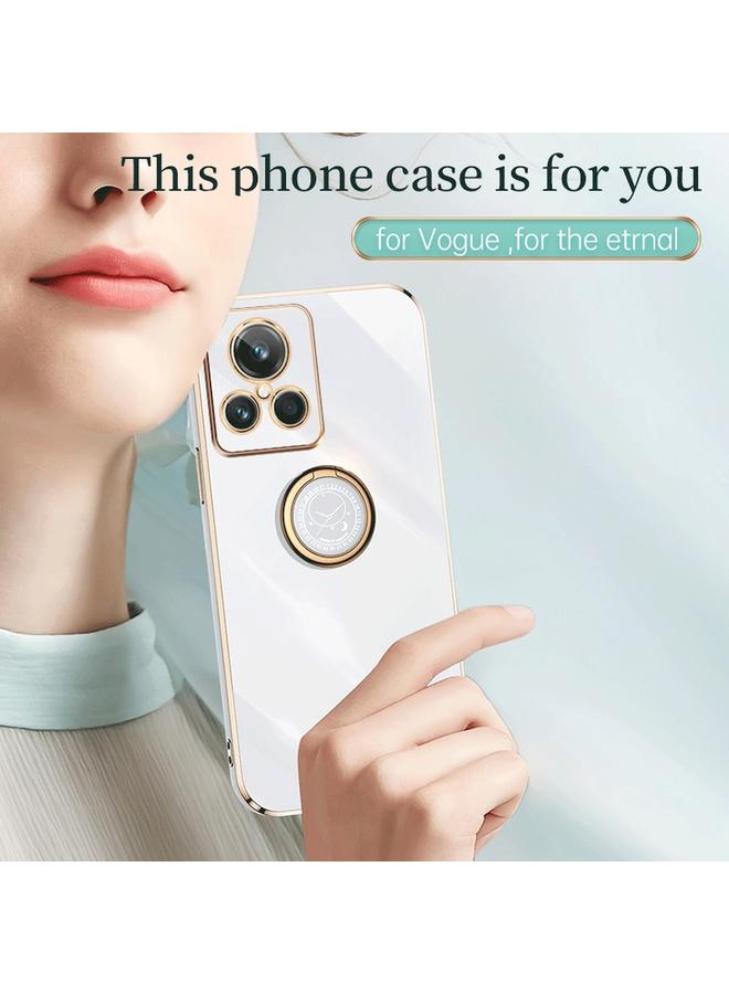 اس-توب جراب لهاتف Realme C31 من XINLI، جراب هاتف TPU مطلي بالكهرباء 6D بحافة مستقيمة مع حامل حلقي - Image 3