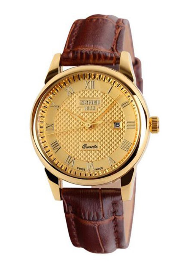 ساعة عقارب بسوار مصنوع من الجلد طراز 9058 unisex - Image 1