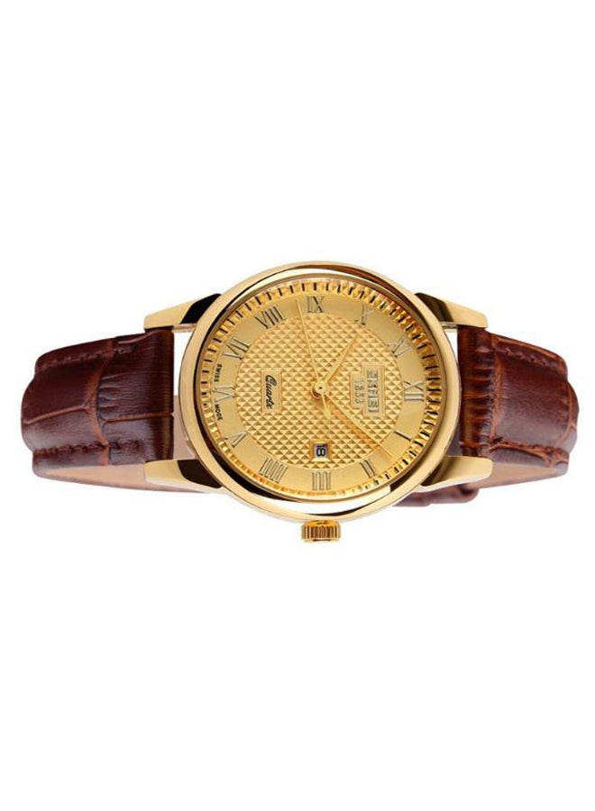 ساعة عقارب بسوار مصنوع من الجلد طراز 9058 unisex - Image 2