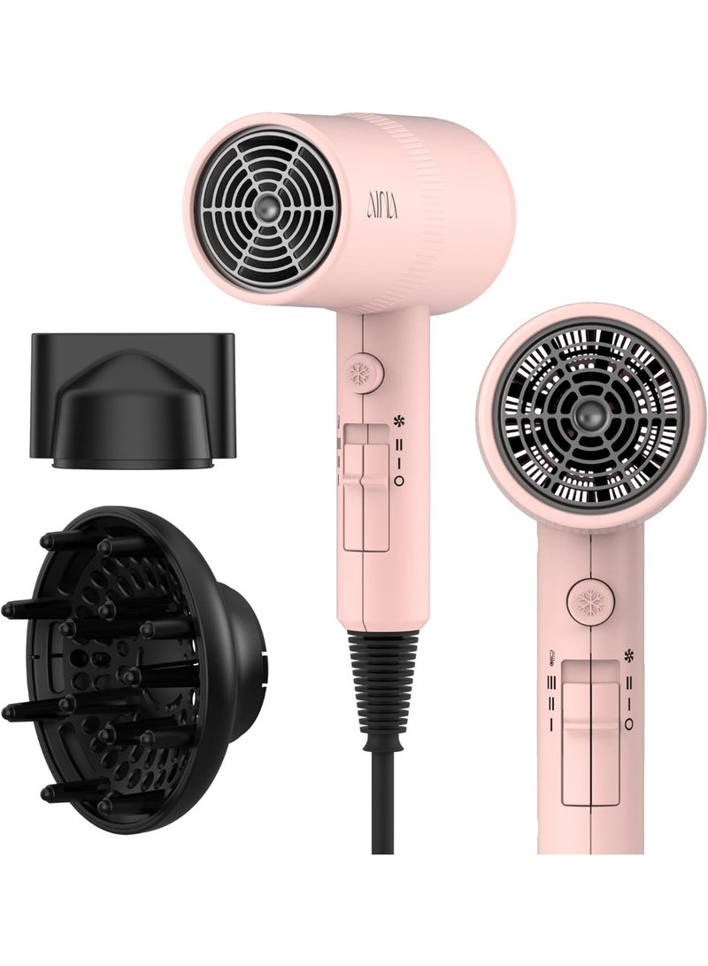 AINA Hair Dryer with Diffuser, Blow Dryer for Women | Advanced Ionic Technology, Ceramic Coating | Cold Shot Features Turbo Heat for Fast Drying and Shine 230V/BS Plug - Image 1