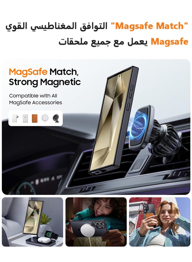 Samsung S24 Ultra Case, Compatible with MagSafe, Magnetic Translucent Matte Back Shockproof Cover with Strong Magnet, Slim Thin Full Protection Phone Case For Galaxy S24 Ultra 5G (Black) - Image 3