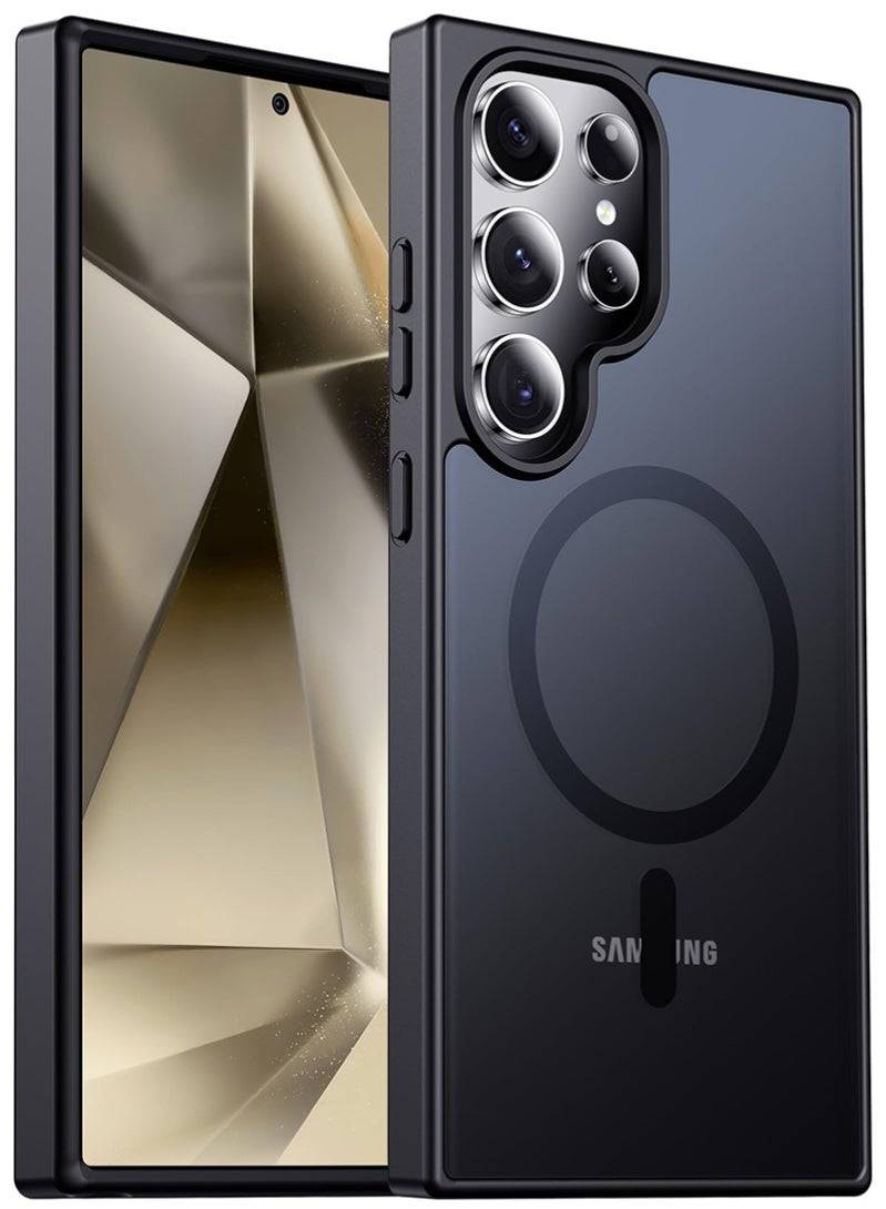 Samsung S24 Ultra Case, Compatible with MagSafe, Magnetic Translucent Matte Back Shockproof Cover with Strong Magnet, Slim Thin Full Protection Phone Case For Galaxy S24 Ultra 5G (Black) - Image 1