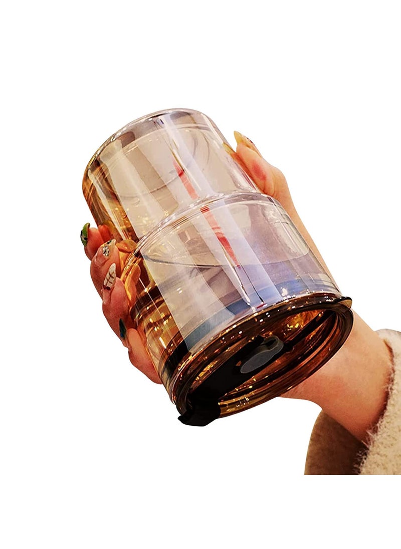 PURCHASE PLUSE PURCHASE PLUSE 400ml Glass Tumbler with Silicone Straw Lid Reusable Coffee Mug with Leather Sleeve for Hot Cold Beverages Dual Use for Straw Direct Drinking Pack of 1  - Image 4