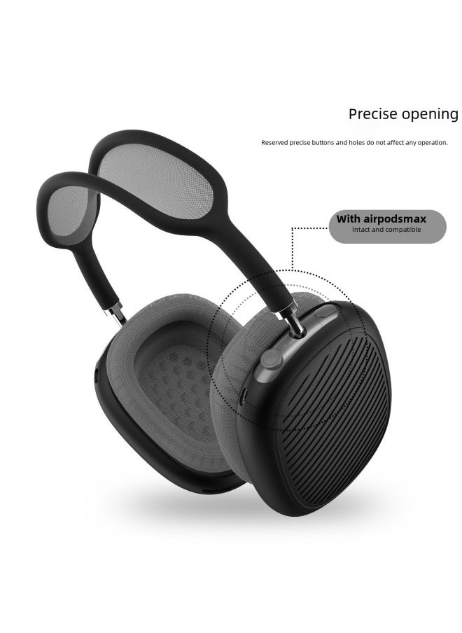 Generic - Suitable For AirPods Max Headset Silicone Case For Apple Headset Bluetooth Headset Anti-scratch Protective Case In Stock-Color:T2 Black Pair-Applicable Model:AirPods Max - Image 1
