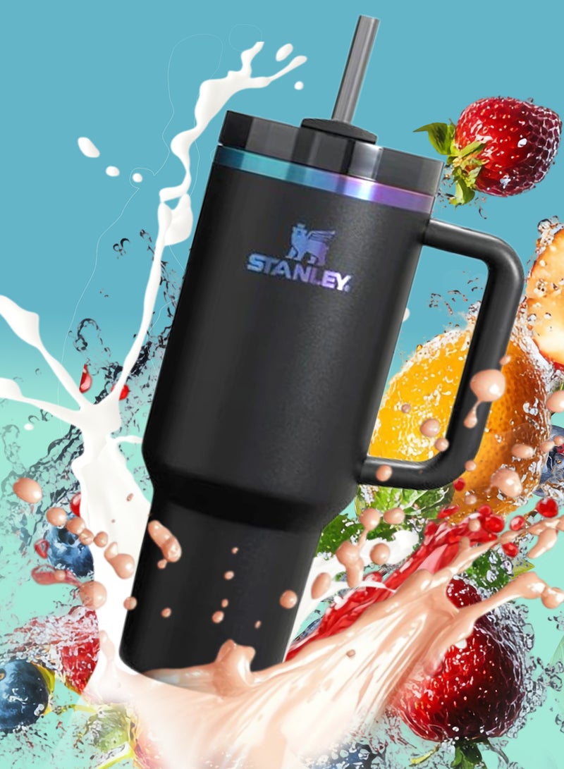 Stanley Quencher H2.0 FlowState 40oz Stainless Steel Vacuum Insulated Tumbler with Handle & Reusable Straw – Travel Mug for Hot & Cold Drinks – Black - Image 1